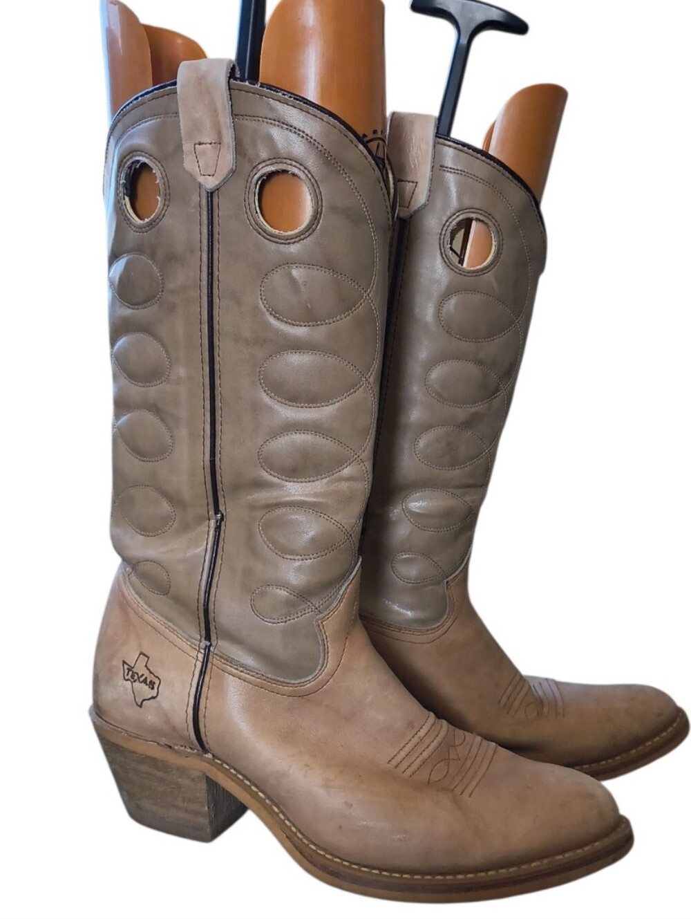 Texas Brand  Leather Cowboy Boots Pull On Cowgirl Size 9 D Festival Concert